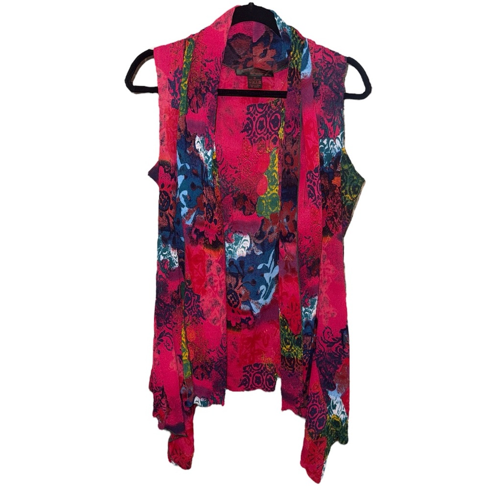 Pleats Collection Boho Drape Vest M Fairycore Artsy Watercolor Patchwork